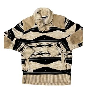 Vtg  Rocawear Sweater Brown Sz Med Neck Pullover Logo cabin‎ core